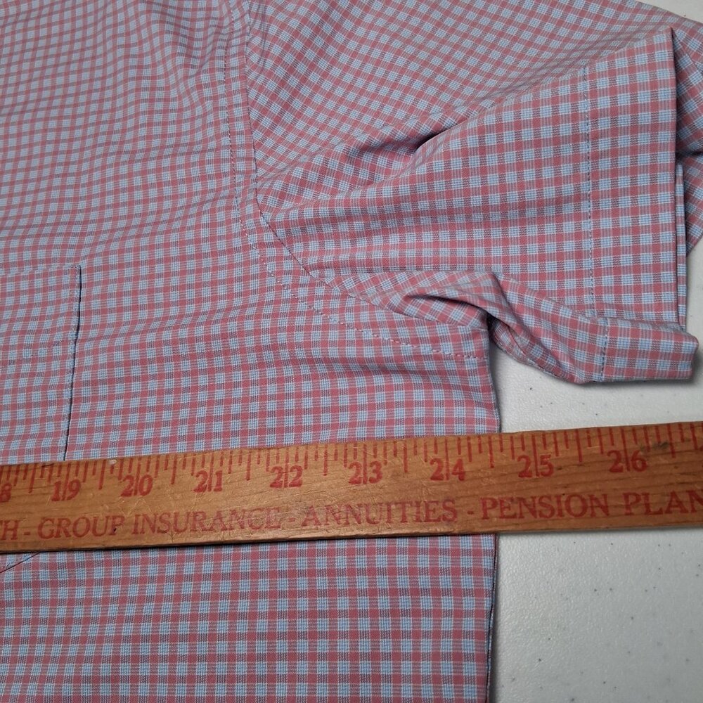 UNTUCKit Shirt Men Large Performance Stretch Short Sleeve Blue Pink Plaid - Picture 6 of 11
